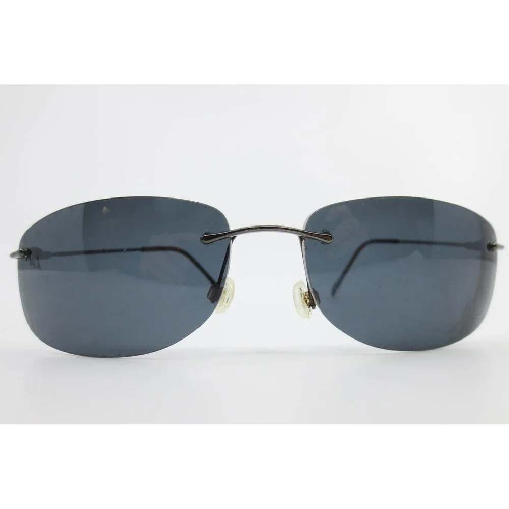 Maui Jim MJ-450-02 Sunglasses Gunmetal Rimless Stainless Oval Japan 38550
